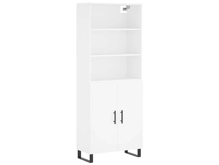 GHVBNMF Highboard Weiß 69,5x34x180 cm Holzwerkstoff Schrank 2-teilig Vielseitiger Aufbewahrungsschrank für Wohnzimmer und Flur mit stabilen Metallfüßen und praktischen Türen.