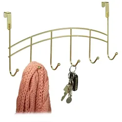 Relaxdays Türgarderobe zum Einhängen 6 Haken Gold