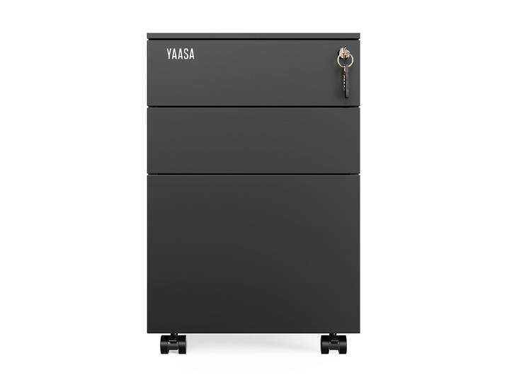 Yaasa File Cabinet Edged, Schwarz - Rollcontainer für Schreibtisch - 40x60x50 cm