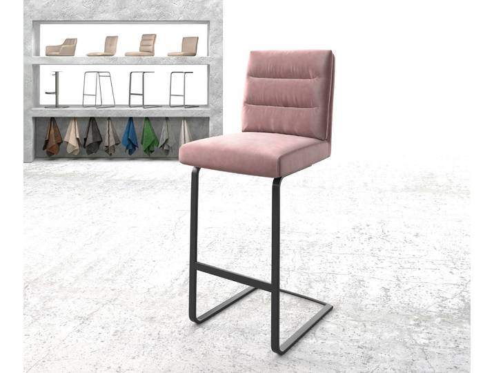 Chaise de bar Pela Flex velours rosé chaise cantilever métal plat
