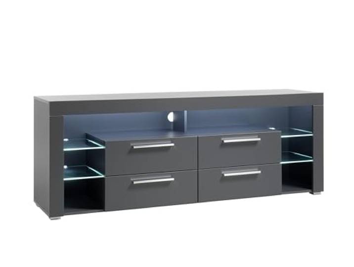 möbelando Lowboard >Greta< in matt grau - 179x66x44cm (BxHxT)
