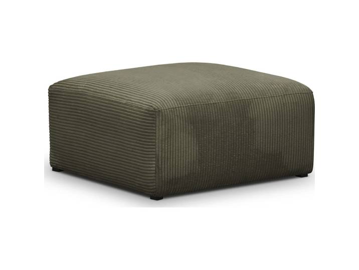 Pouf / repose-pieds en velours côtelé vert kaki
