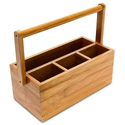 Relaxdays Schreibtisch Organizer Bambus 4 Fächer Hellbraun