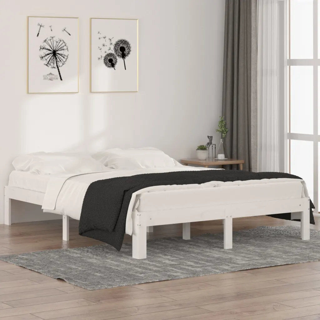 17 Stories Jahvel Solid Wood Bed White Kingsize (5')