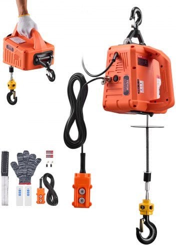 Vevor Elektrische Lier 700 kg, 1500 W, met Handmatige, Bekabelde en Draadloze Afstandsbediening, Oranje