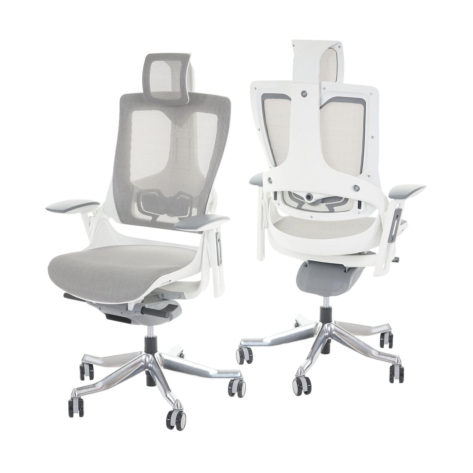 Bürostuhl MERRYFAIR Adelaide, Schreibtischstuhl Drehstuhl, Polster/Netz, ergonomisch ~ weiß-grau