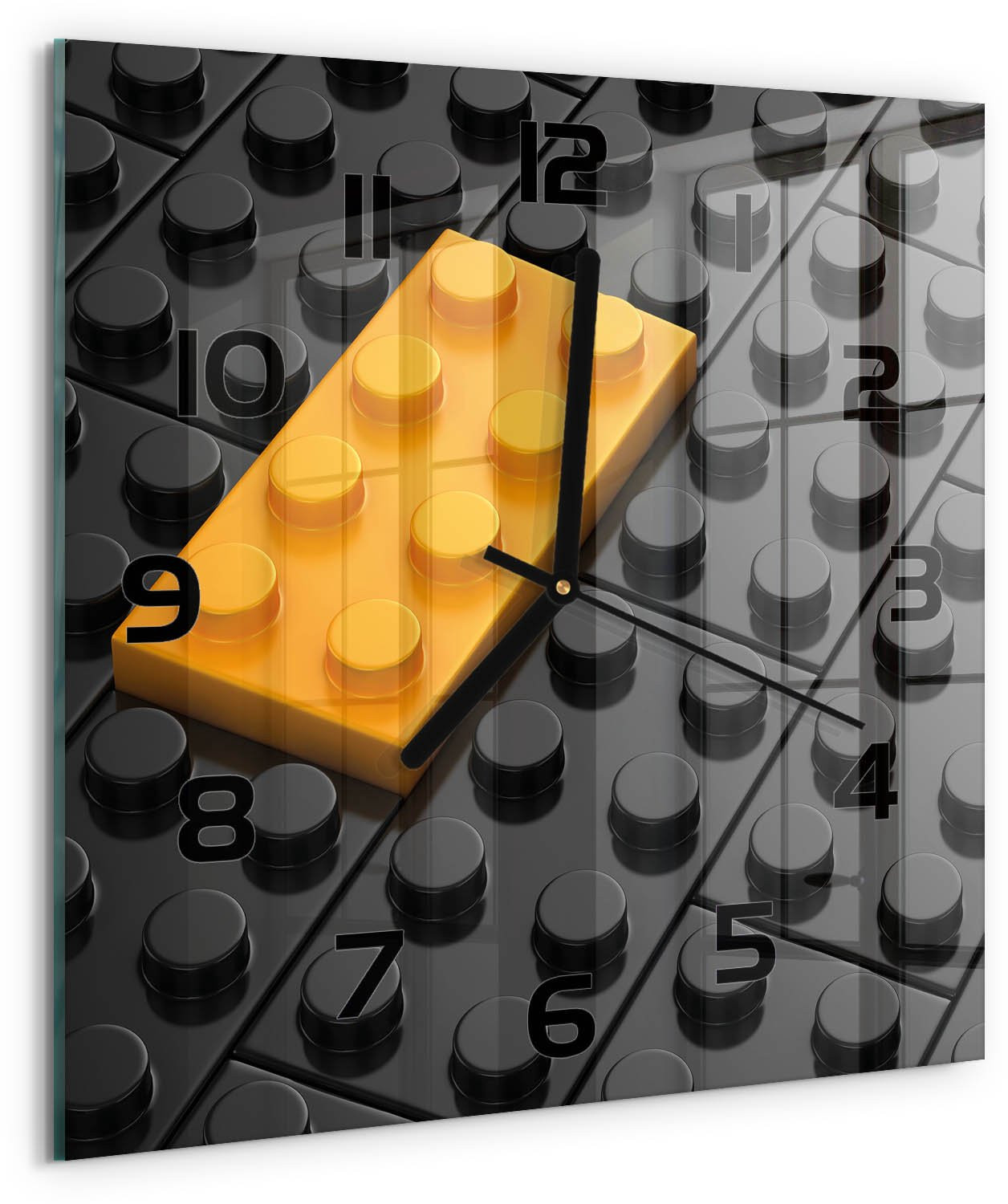 Tulup Wandklok Lego Design - Geel - Glas - 30 x 30 cm