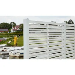 Sichtschutz Osaka - Gartenzaun aus Kiefer / Fichte, Weiß – Sichtschutzzaun für den Garten – dekorativer Holzzaun für den privaten Bereich