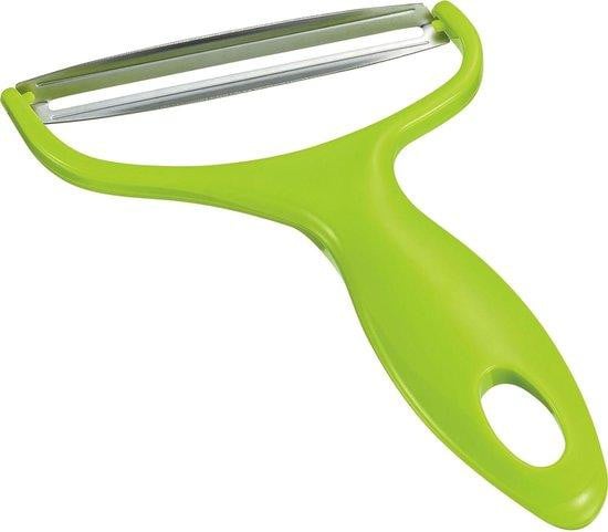 Groene organische groentesnijder en keukenrasp van RVS