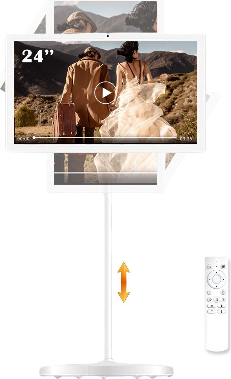ZELURXX 24" Swivel & Pivoting Display Workstation - Android 8/128 GB, Akku-Basis mit Rollen, Touch + Kamera