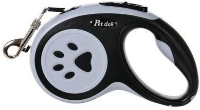 Uplift Picks Automatic Retractable Dog Leash With Paw Print Design For Easy Walking black small