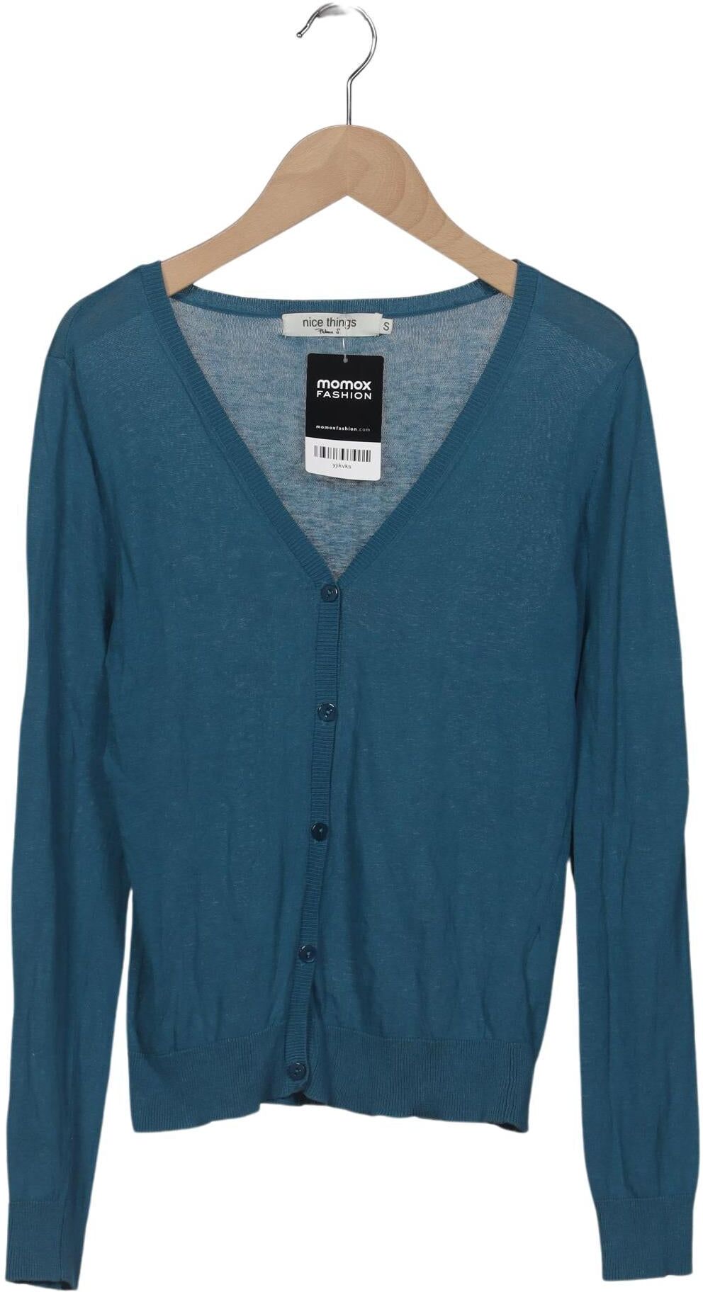 nice things Damen Strickjacke, Türkis, Gr. S, Baumwolle - Second Hand