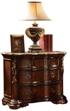 TOSWIN Classic Solid Wood Bedside Table with Three Antique Color Drawers, Perfect for Elegant Bedroom Decor