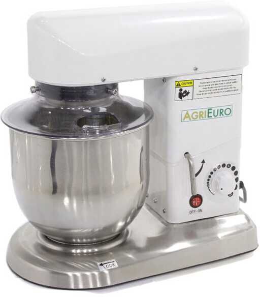AgriEuro Premium Batteur mélangeur planétaire FP105 - cuve INOX 5 litres - Accessoires interchangeables