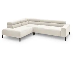 KAWOLA Sofa DELIA Ecksofa Feincord weiß Recamiere links