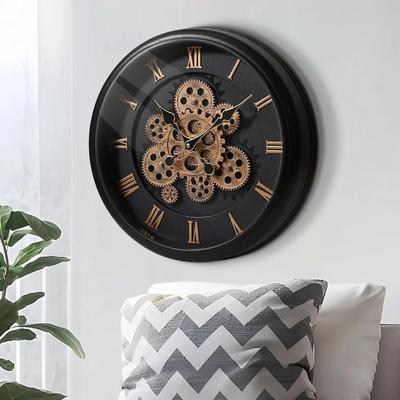 Uplift Treasures Industrial Moving Gear Wall Clock 16 Inch Battery Operated Industrial Moving Gear Wall Clock 16 Inch Battery Operated