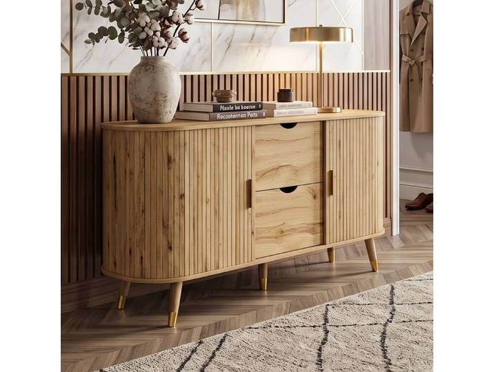 Buffet Enfilade 140x40x79 5cm Grand Rangement Gain de Place Design Soigné Lattes