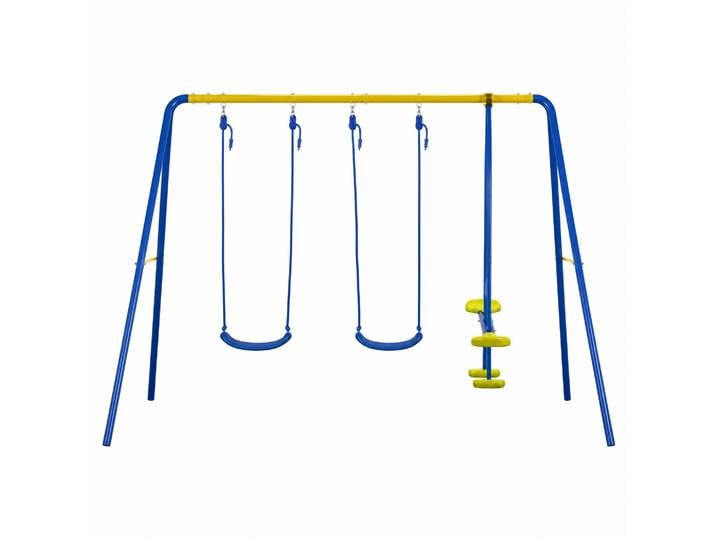 HLC Balançoire Jardin 3 en 1 - Multifonction avec Portique Métallique, avec 1 balançoire Face à Face et 2 sièges de balancelle, Charge maximale 250KG, Dimensions 322cm x 140cm x 180cm
