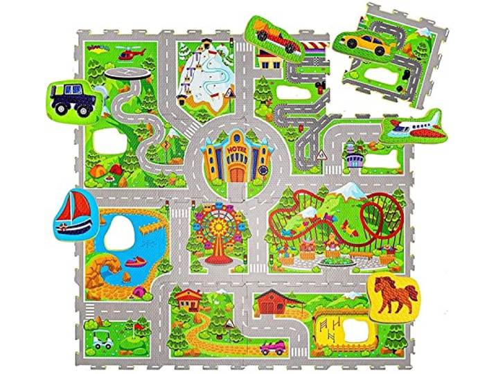 Hakuna Matte Straße Puzzlematte Baby 120x120 cm Autoteppich