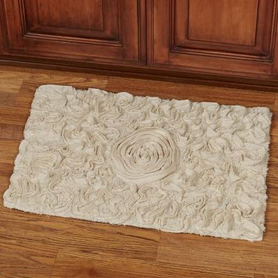 Home Weavers Inc Bellflower Rectangle Bath Rug 34 x 21, 34 x 21, Ecru