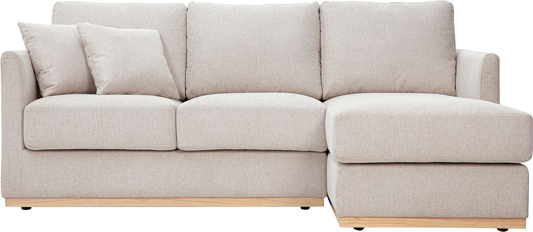 Miliboo Ecksofa aus beigem Textur-Veloursstoff rechts 3-Sitzer MOSS