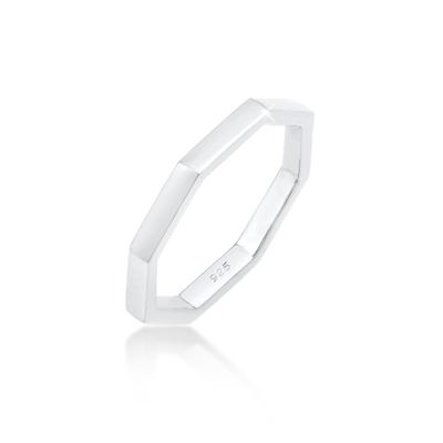 Silberring ELLI "Ring Pinky Ring Achteckform Mini Ring 925 Silber" Gr. 50, silber, Fingerringe, Damen, 50, Silber 925 (Sterlingsilber), Silberring