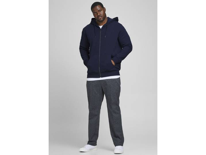 Kapuzensweatjacke BASIC SWEAT ZIP HOOD Gr. 6XL, blau (navy blazer), JACK & JONES PLUSSIZE, Sweatjacken, Herren, 6XL, angeraute Sweatware, Obermaterial: 85% Baumwolle, 15% Polyester, unifarben, Kapuzensweatjacke, bis Größe 6XL