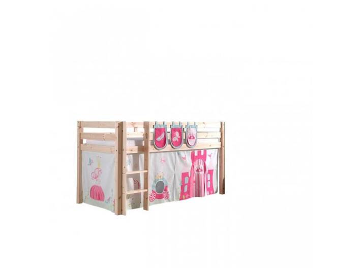 PINO Lit Compact Pin Massif Naturel + Rideau de lit Princess + 3 Pochettes Princesse