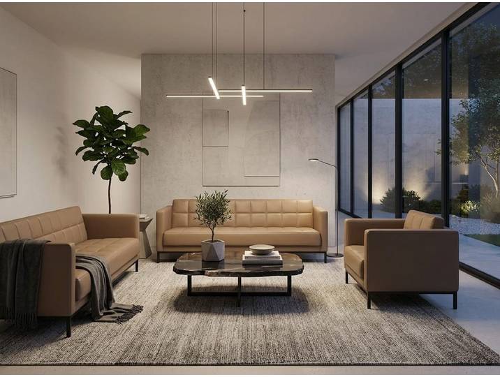 Xlmoebel Polstergarnitur Sofa 2x 3-Sitzer Sessel braun modern elegant funktional vielseitig, (3-tlg., 3-tlg)