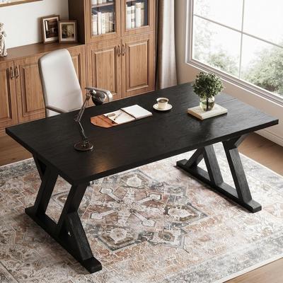 Bluebell 63-Inch Solid Wood Farmhouse Executive Desk, Large Office Desk for Home Office