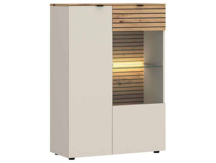 Livetastic Vitrine Nexa, Kaschmir, Eiche Artisan, Kunststoff, 4 Fächer, 80x116x40 cm, Wohnzimmer, Wohnwände, Vitrinenschränke