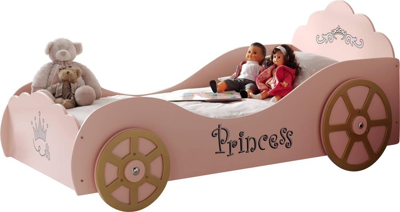 Bett Einzelbett Kutschenbett MDF Pink 90x200 cm