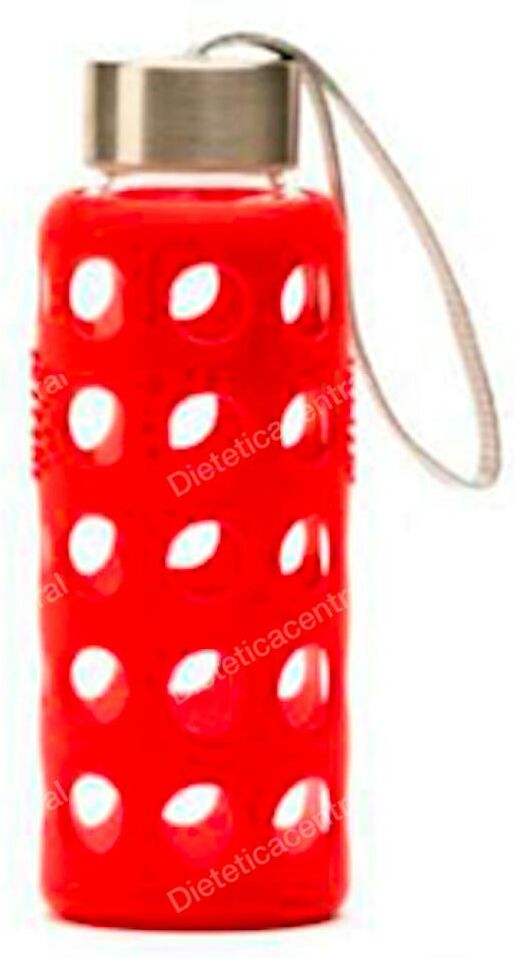 Irisana botella borosilicato con silicona rojo 300ml. bbo6