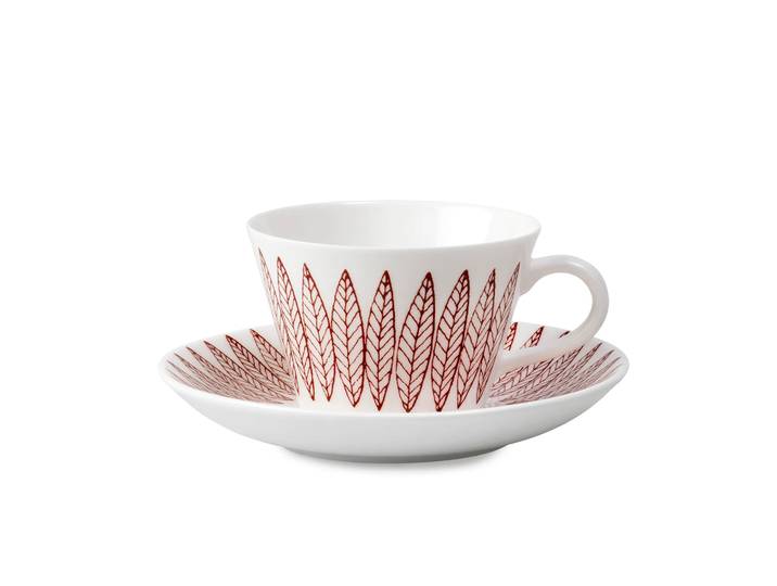 Gustavsbergs Porslinsfabrik Ensemble tasse à café Röd Salix cône Tasse à café + soucoupe