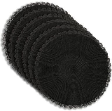 "Dainty Home Chantilly 15"" Round Woven Non-Slip Placemats Set of 6"
