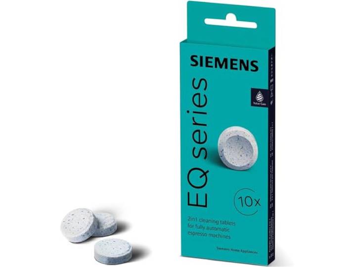 Siemens Reinigungstabletten, 10 Stück, passend für alle Kaffeevollautomaten der EQ Reihe und Einbauvollautomaten, schnelle und zuverlässige Reinigung, für ein langes Maschinenleben, TZ80001A