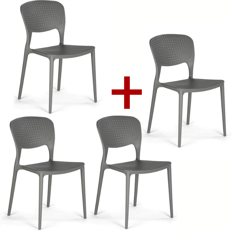 B2B Partner Plastik-Esszimmerstuhl EASY II 3+1 GRATIS, grau