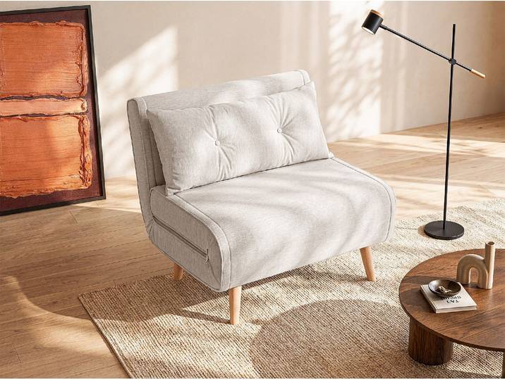 Schlafsessel aus Stoff in Beige VALERIO