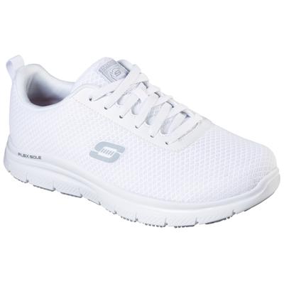 Berufsschuh SKECHERS Gr. 45, weiß, 45, Lederimitat, Textil, Schuhe, Schnürschuh für Gastronomie,Pflege mit gepolsterter Innensohle
