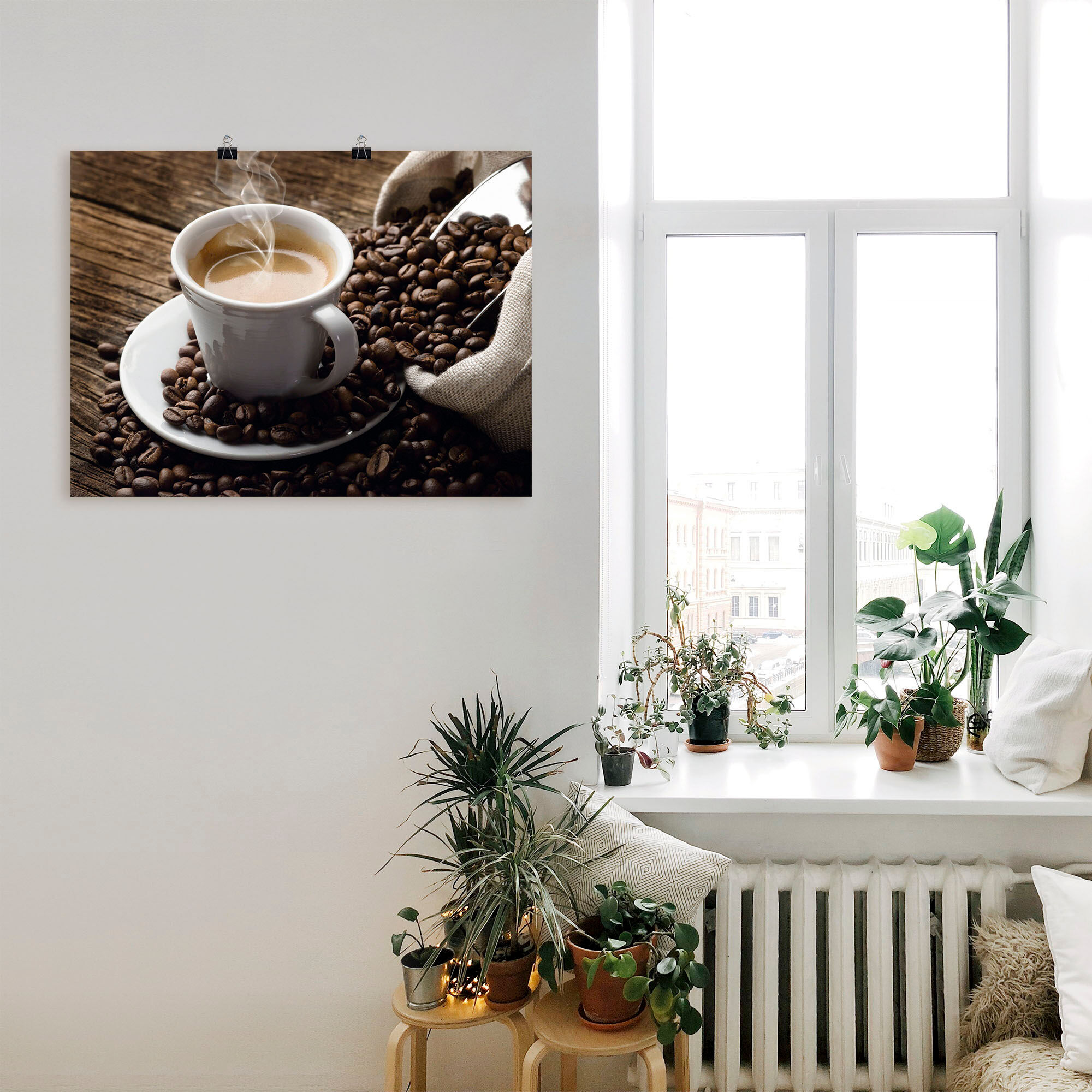 Wandbild ARTLAND "Heisser Kaffee - dampfender Kaffee", braun (farbe bild(er): braun), B:80cm H:60cm, Bilder, Wandbild, als Alubild, Leinwandbild, Poster, Wandaufkleber in verschied. Grössen farbe bild(er): braun B/H/T: 80cm x 60cm, Poster Getränke Querfor