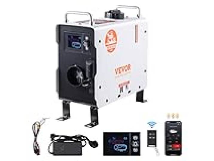 VEVOR Chauffage Diesel 2 kW, Réchauffeur d'Air Diesel 12/24 V, Contrôle par App Bluetooth, Télécommande et Écran d'Affichage, Alarme CO, Portable, Chauffage Rapide, pour Bateau Caravane