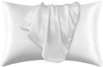 Uplifted Goods Luxury Silk Style Pillowcase white 20.08 In X 29.53 In