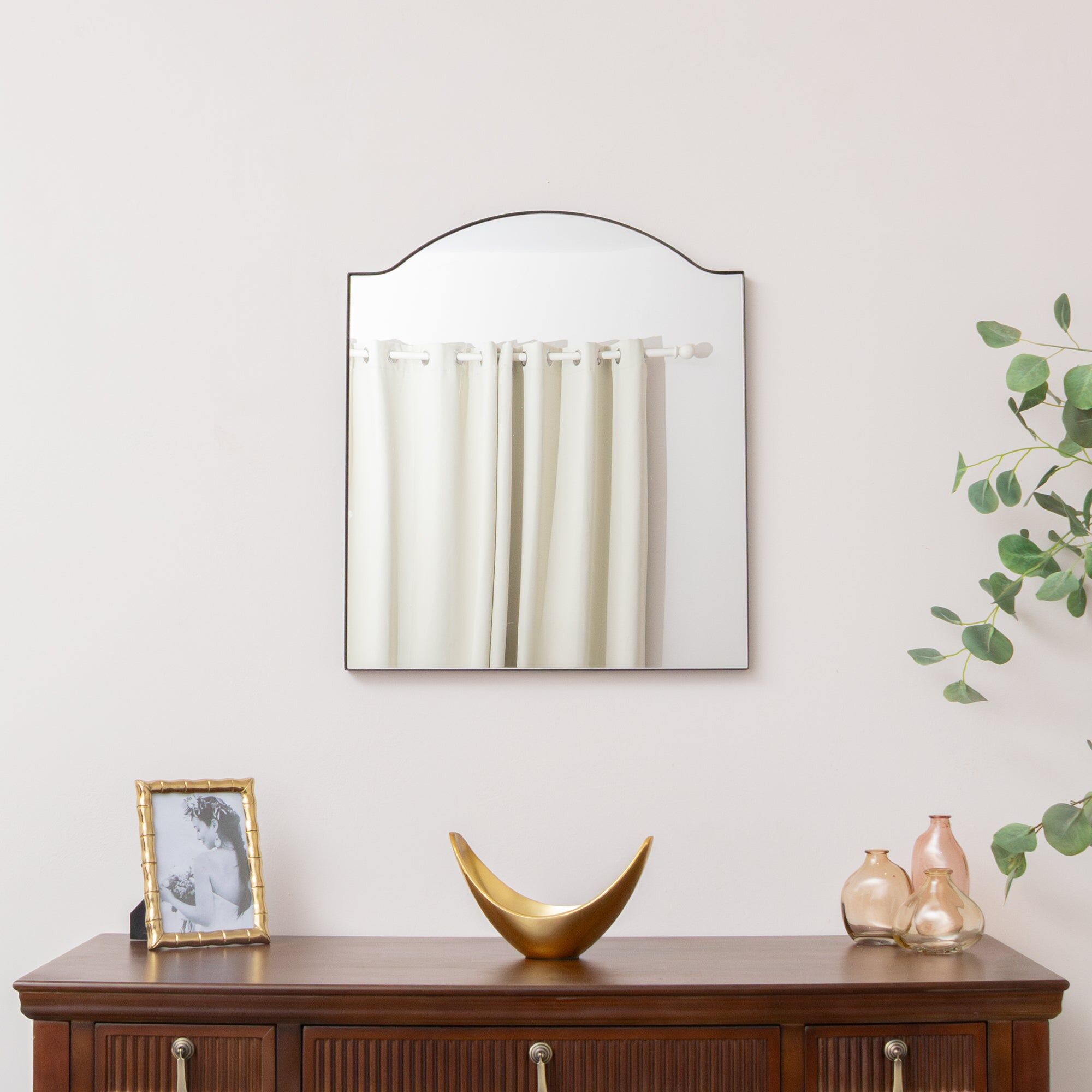 Matte Black Metal Framed Wall Mirror - 50cm x 65cm Glass, Metal, Wood
