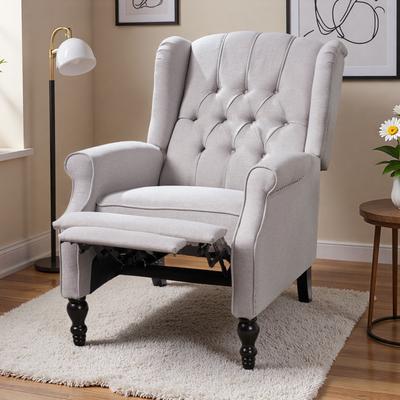 ZWYO HOSIMU Polyester Push-Back Recliner Chair with Tufted Diamond Stitch Backrest, Wingback Design, Padded Armrests, Sturdy Frame