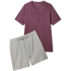 Tchibo - Shorty-Pyjama-Set - Herren - Gr. L - weinrot