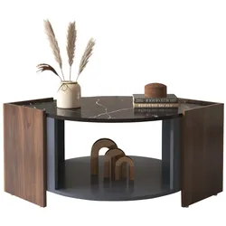 Couchtisch 96x63x40 aus schwarzem Marmor und Walnuss – Elegantes Design für Ihr Zuhause, hochwertige Materialien, stilvolle Ablagefläche