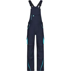 James & Nicholson Unisex Workwear Latzhose Color JN848 navy/turquoise (44)