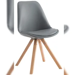 Décoshop26 - Skandinavischer Küchen-/Esszimmerstuhl mit grauer PVC-Sitzfläche und 4 hellen quadratischen Holzbeinen 10_0003408