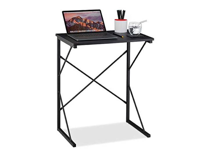 Relaxdays Schreibtisch klein, HxBxT 75 x 60 x 40 cm, kompakter Computertisch, Laptop Arbeitstisch, MDF & Metall, schwarz