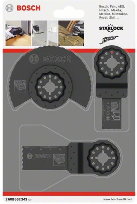Jeu de lames de scie à bois BOSCH en 3 parties pour outils multifonctions (2608662343)
